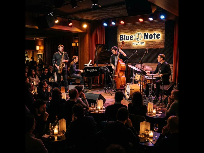 Live jazz performance at Blue Note Milano with audience and stage lighting