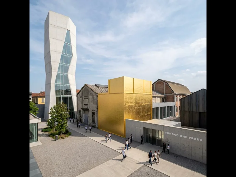 Fondazione Prada contemporary art museum in Milan designed by Rem Koolhaas