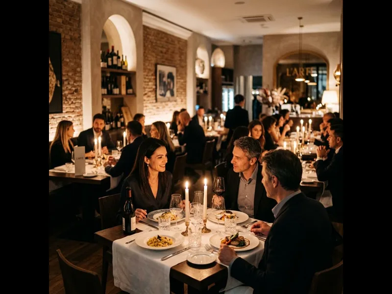 Contemporary restaurant interior designed by Armani at Fondazione Prada Milan