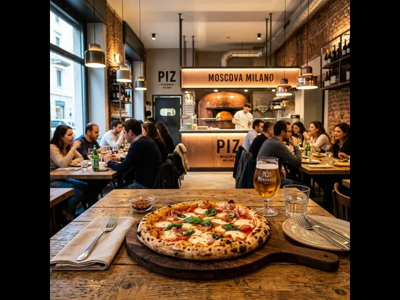 Thin-crust Roman pizza with buffalo burrata at Piz Moscova in Milan