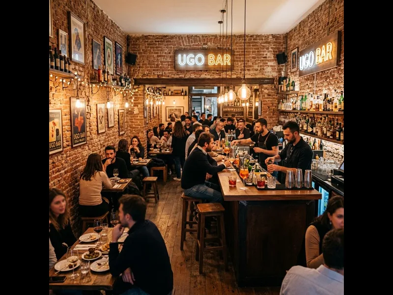 Neighbourhood bar terrace in Isola Milan with aperitivo drinks