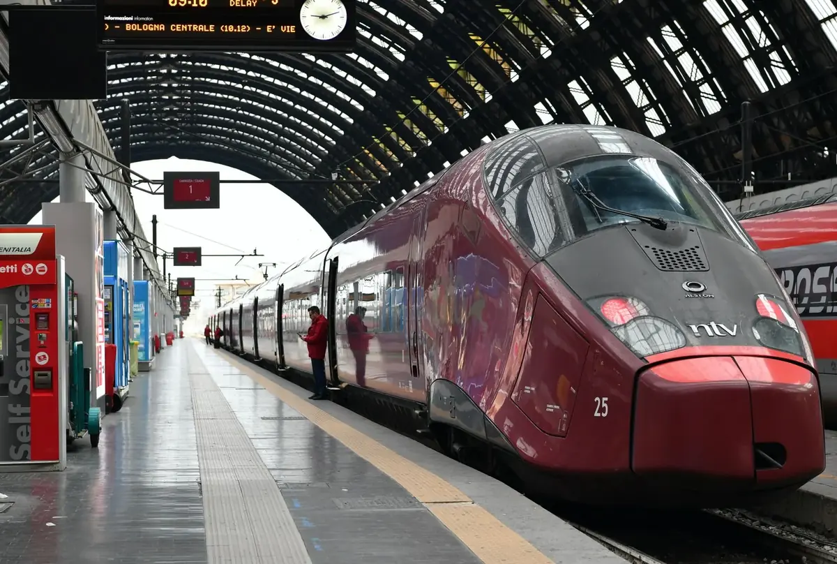 High-speed train at a Milano Centrale platform
