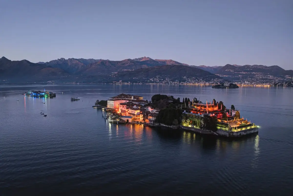 The Borromean Islands on Lake Maggiore at dusk