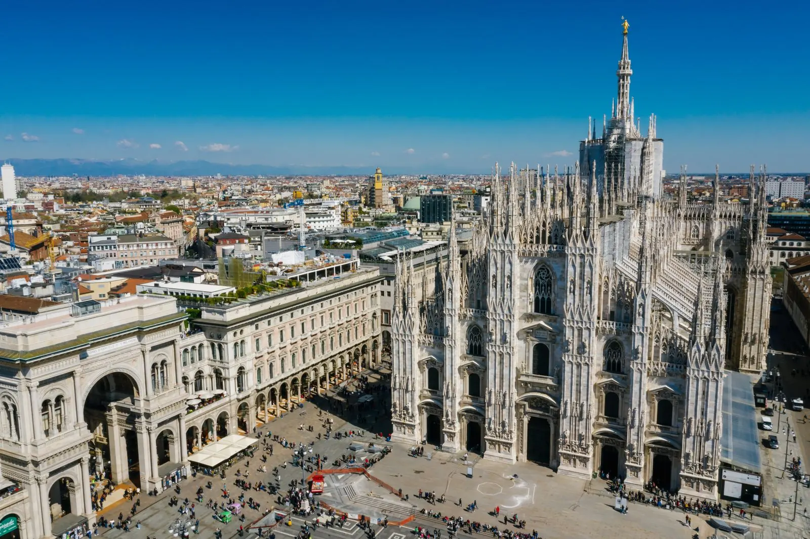 Aerial view of the Duomo and Piazza del Duomo