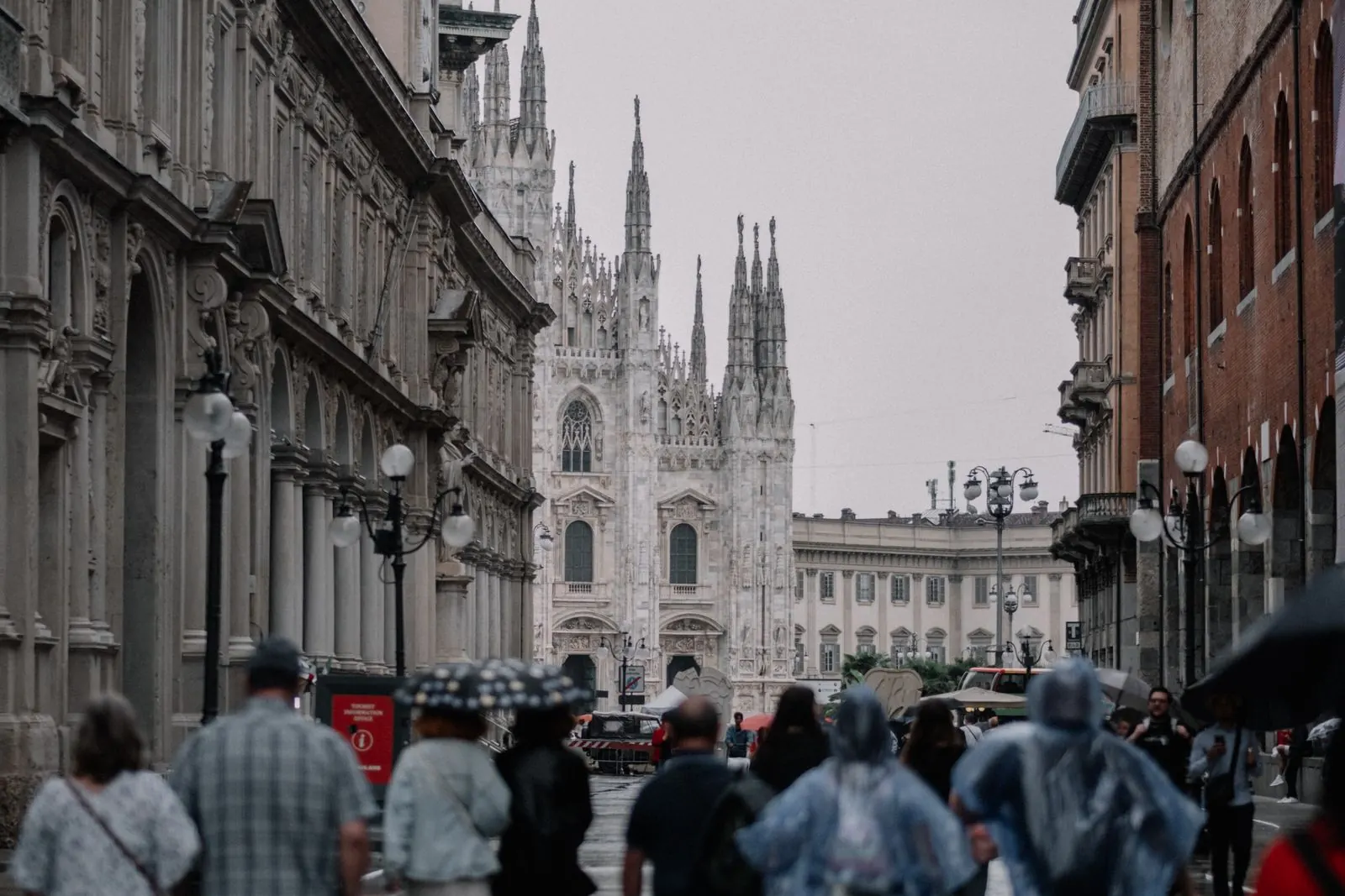 Umbrellas near the Duomo on a rainy day