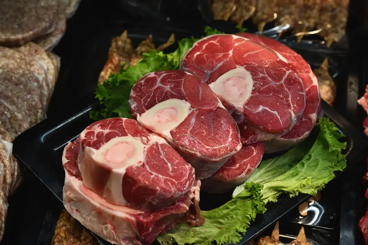 Raw veal shanks cut for ossobuco