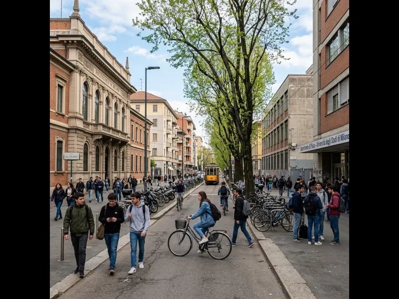University of Milan building with students on the steps in Città Studi