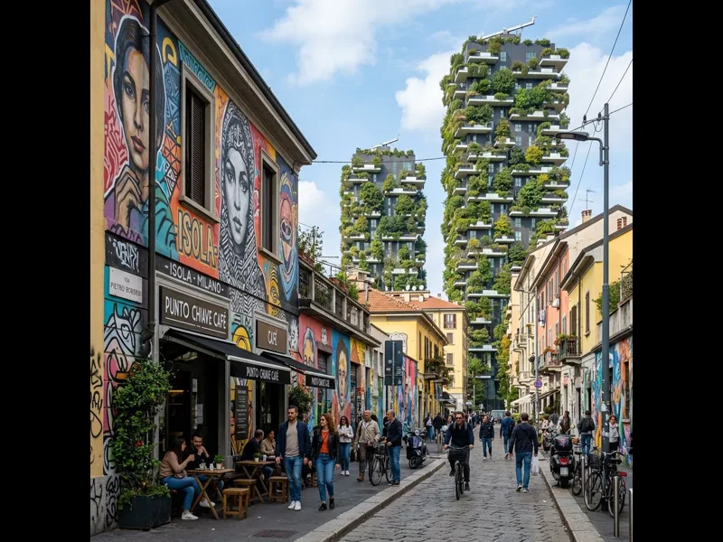 Street art mural on a building in Isola neighbourhood Milan