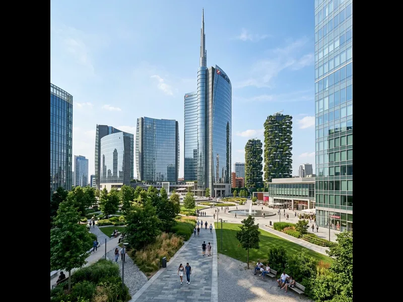 Bosco Verticale apartment towers with green terraces in Porta Nuova Milan